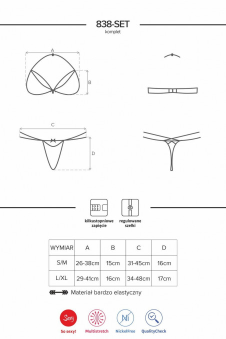 Комплект кружевной Obsessive 838-SET-3 set