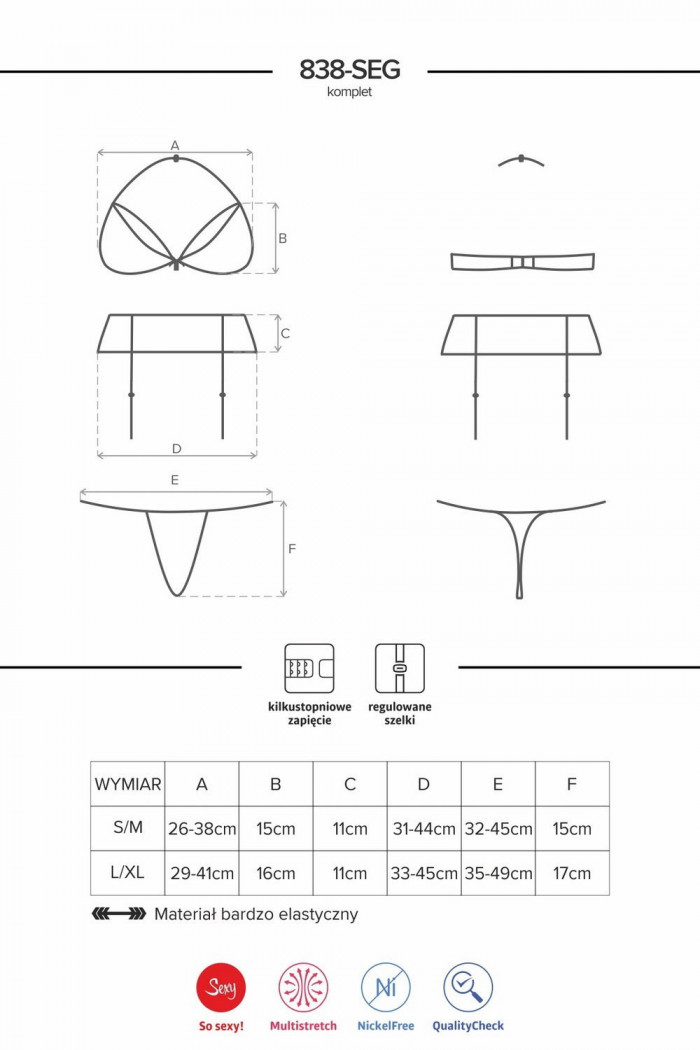 Комплект с поясом Obsessive 838-SEG-3 set