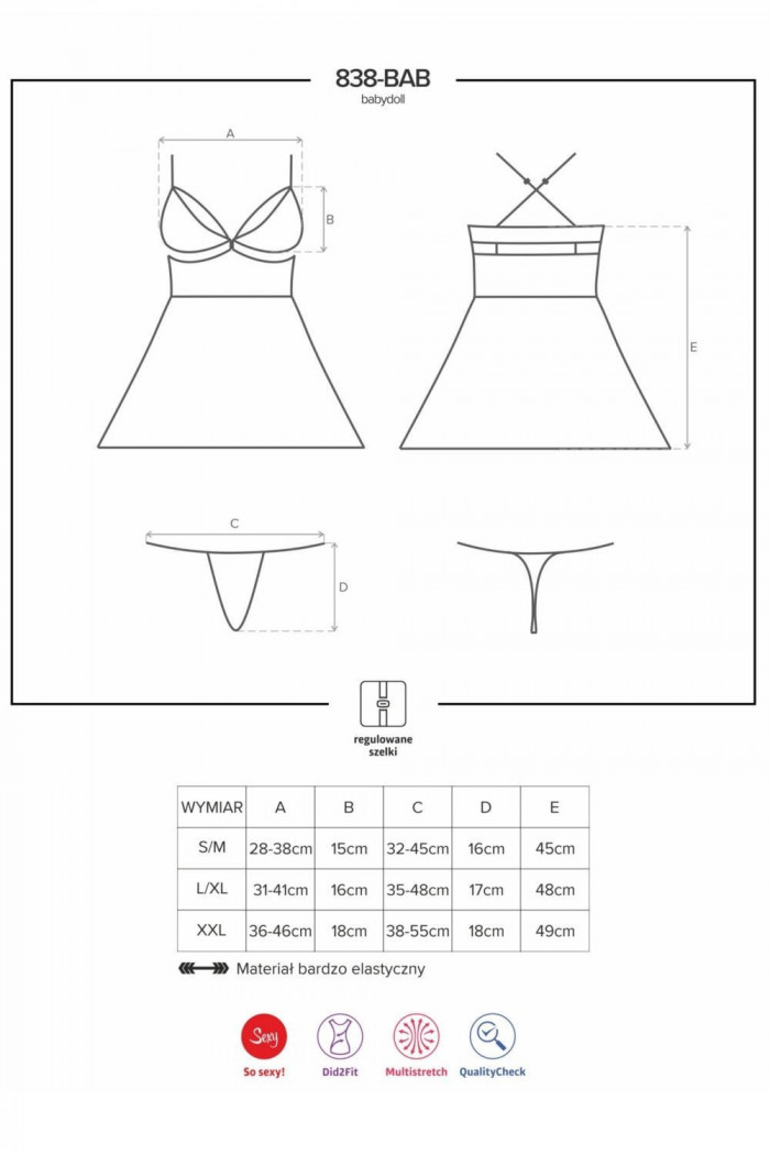 Пеньюар красный Obsessive 838-BAB-3