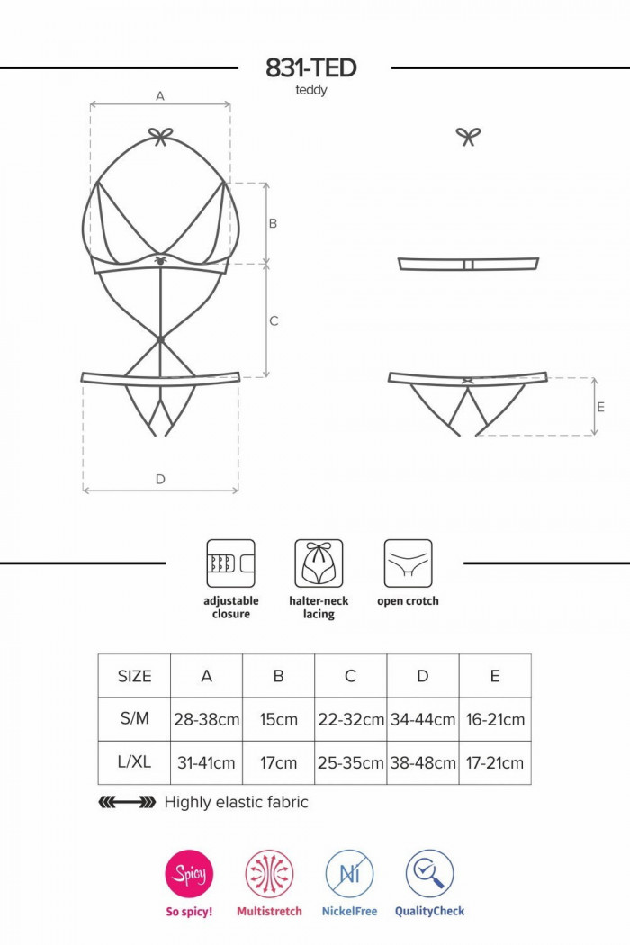 Боди кружевной Obsessive 831-TED-1
