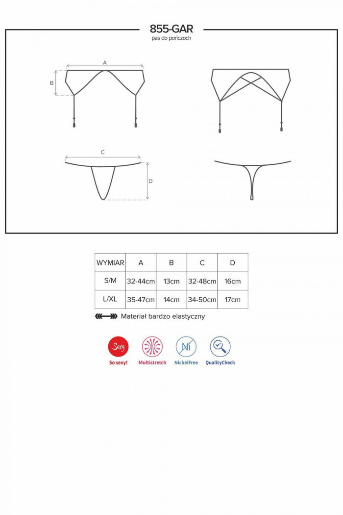 Пояс для панчіх з стрінгами Obsessive 855-GAR-1