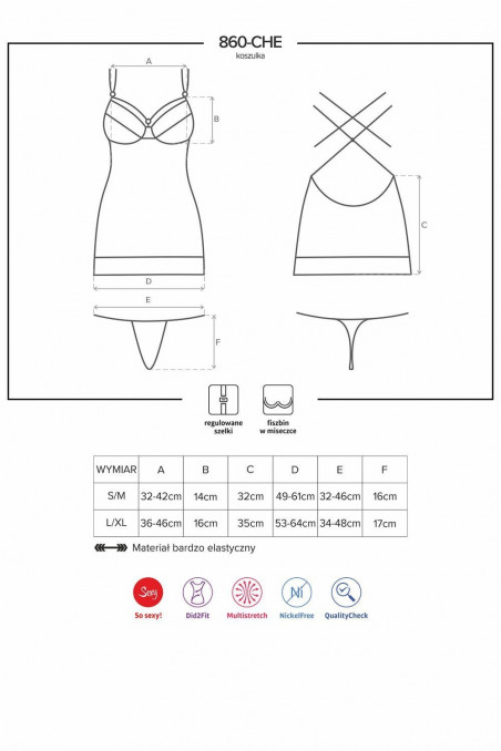 Сорочка со стрингами Obsessive 860-CHE-1