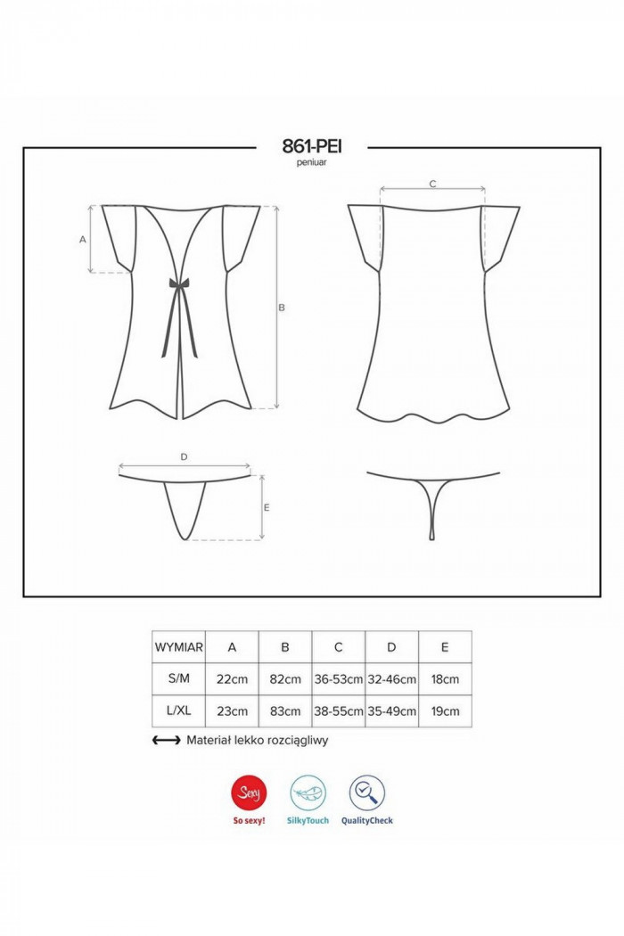 Халатик со стрингами Obsessive 861-PEI-5