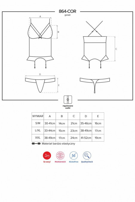 Корсет м'який з трусиками Obsessive 864-COR-1