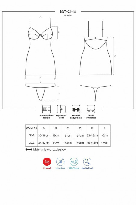 Сорочка с трусиками Obsessive 871-CHE-2 chemise