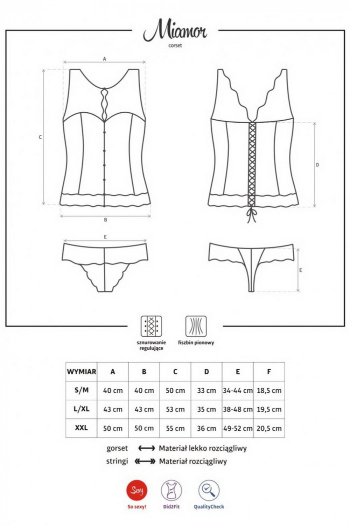 Корсет со шнуровкой Obsessive Miamor corset