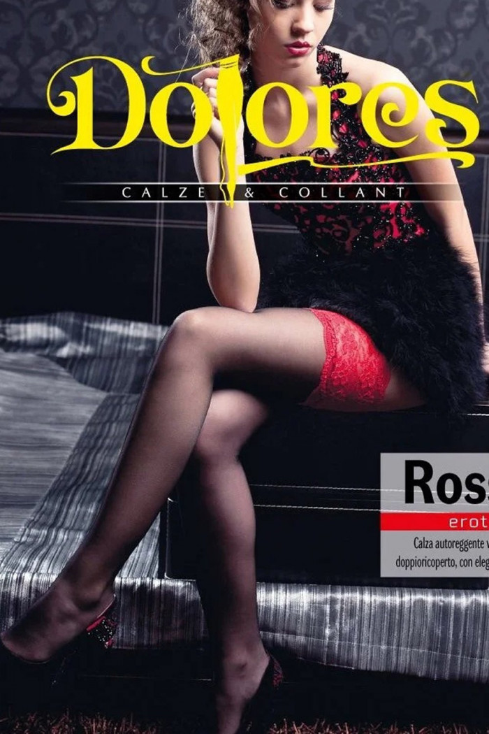 Панчохи з широким червоним мереживом Dolores Rossana 20 den