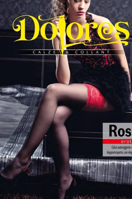 Чулки с широким красным кружевом Dolores Rossana 20 den