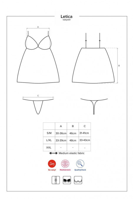Пеньюар с трусиками Obsessive Letica babydoll