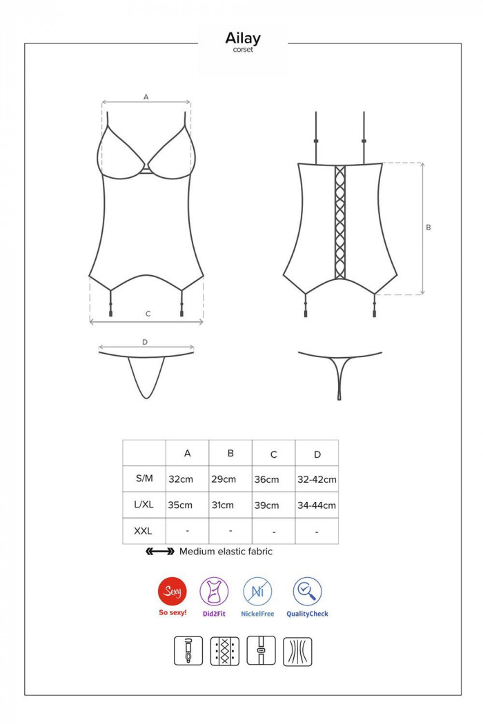 Корсет с пажами для чулок Obsessive Ailay corset