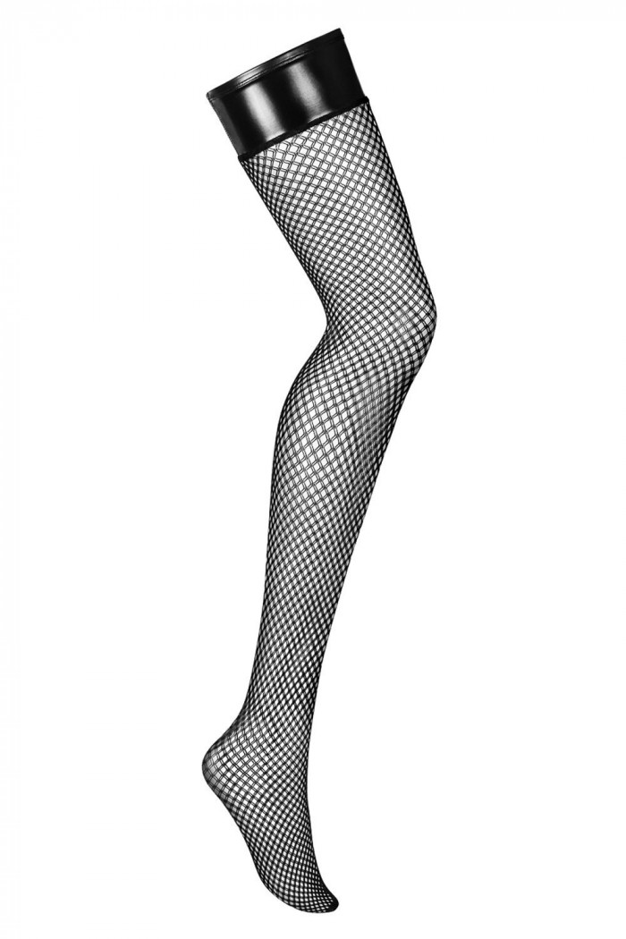 Чулки с коронкой под кожу Obsessive Darkie