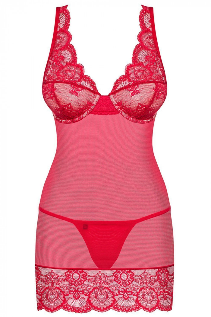 Сорочка со стрингами Obsessive 853-CHE-3