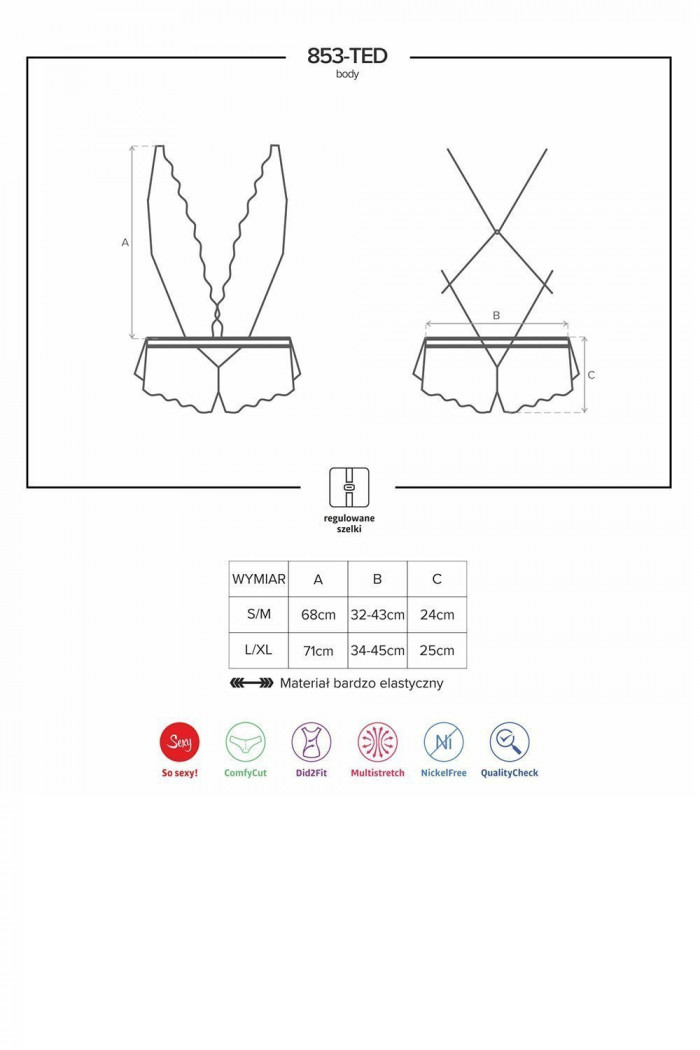 Боди кружевной Obsessive 853-TED-3