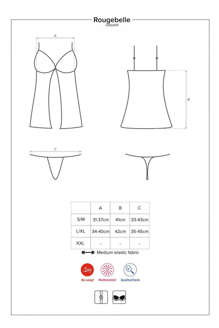 Пеньюар со стрингами Obsessive Rougebelle