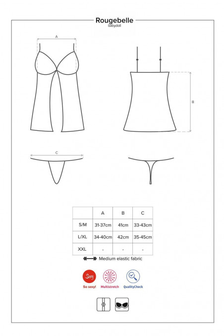 Пеньюар со стрингами Obsessive Rougebelle