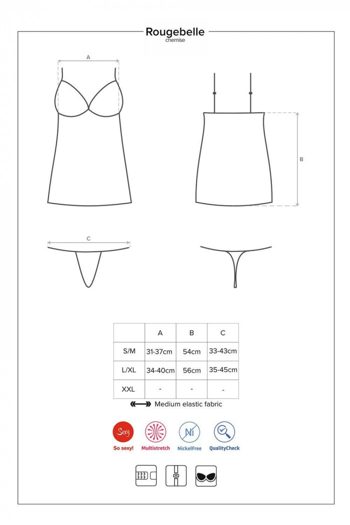 Сорочка со стрингами Obsessive Rougebelle chemise