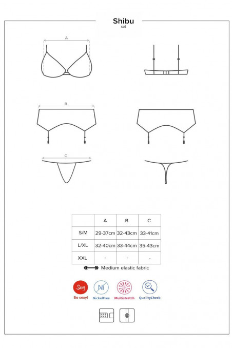 Комплект з поясом для панчіх Obsessive Shibu set