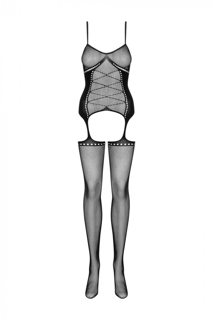 Комбинезон-сетка с вырезом Obsessive G314