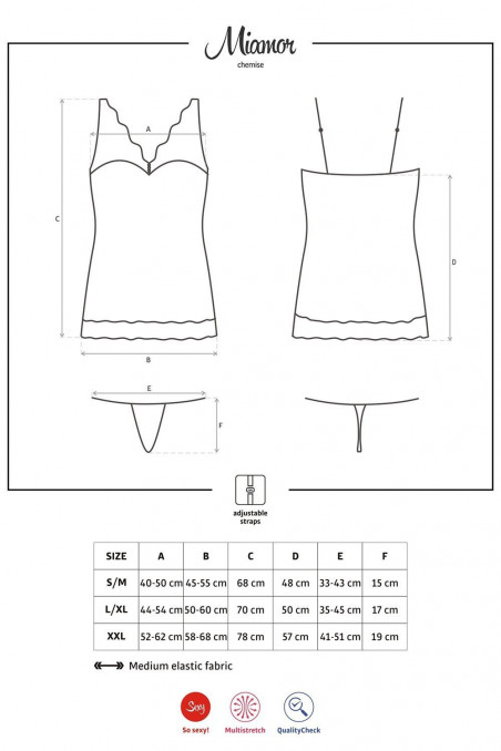 Сорочка с трусиками Obsessive Miamor chemise