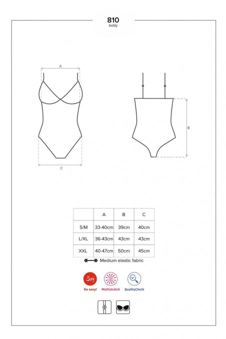 Боди кружевной Obsessive 810-TED-1 XXL