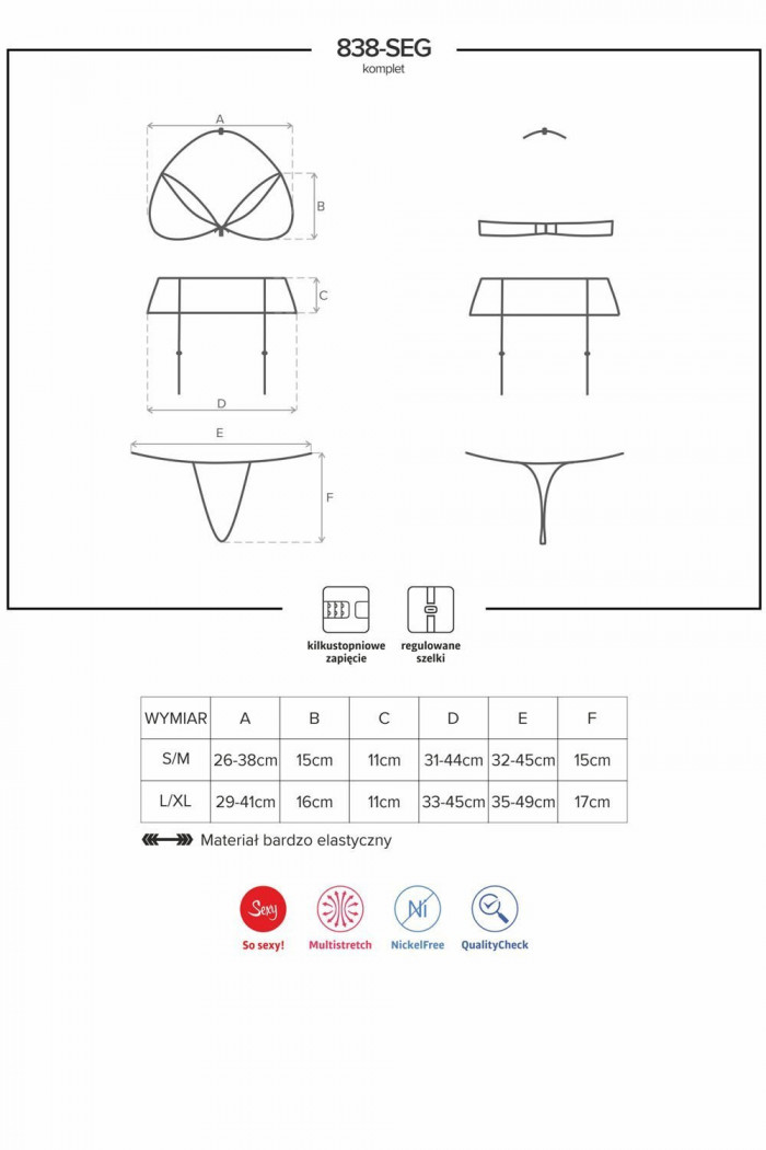Комплект с поясом Obsessive 838-SEG-1