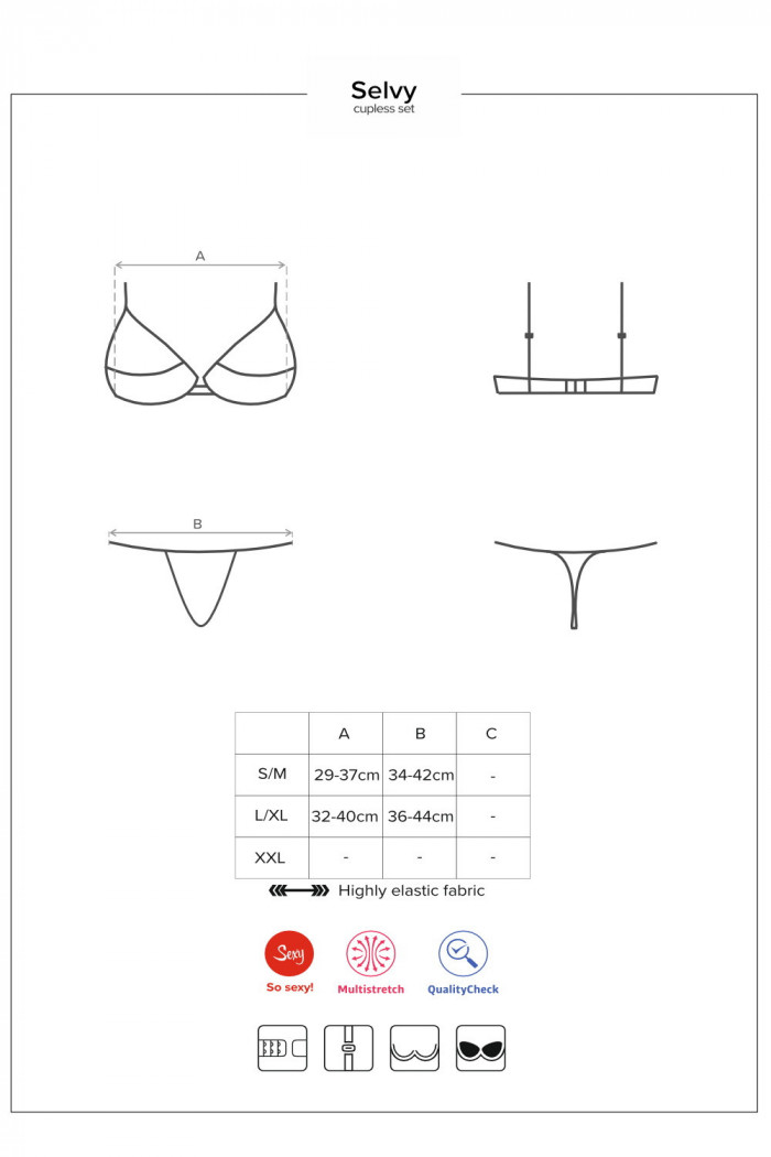 Комплект с полуоткрытым бюстом Obsessive Selvy set