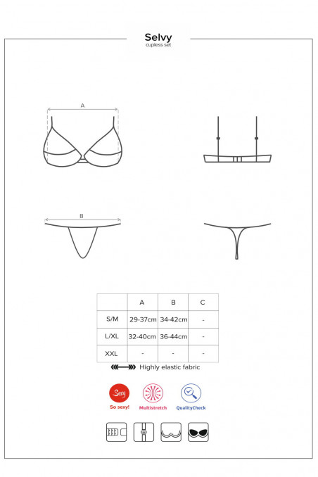 Комплект с полуоткрытым бюстом Obsessive Selvy set