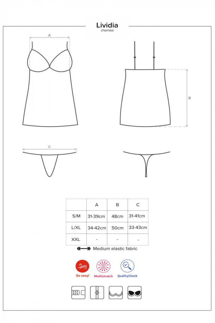 Сорочка со стрингами Obsessive Lividia Chemise