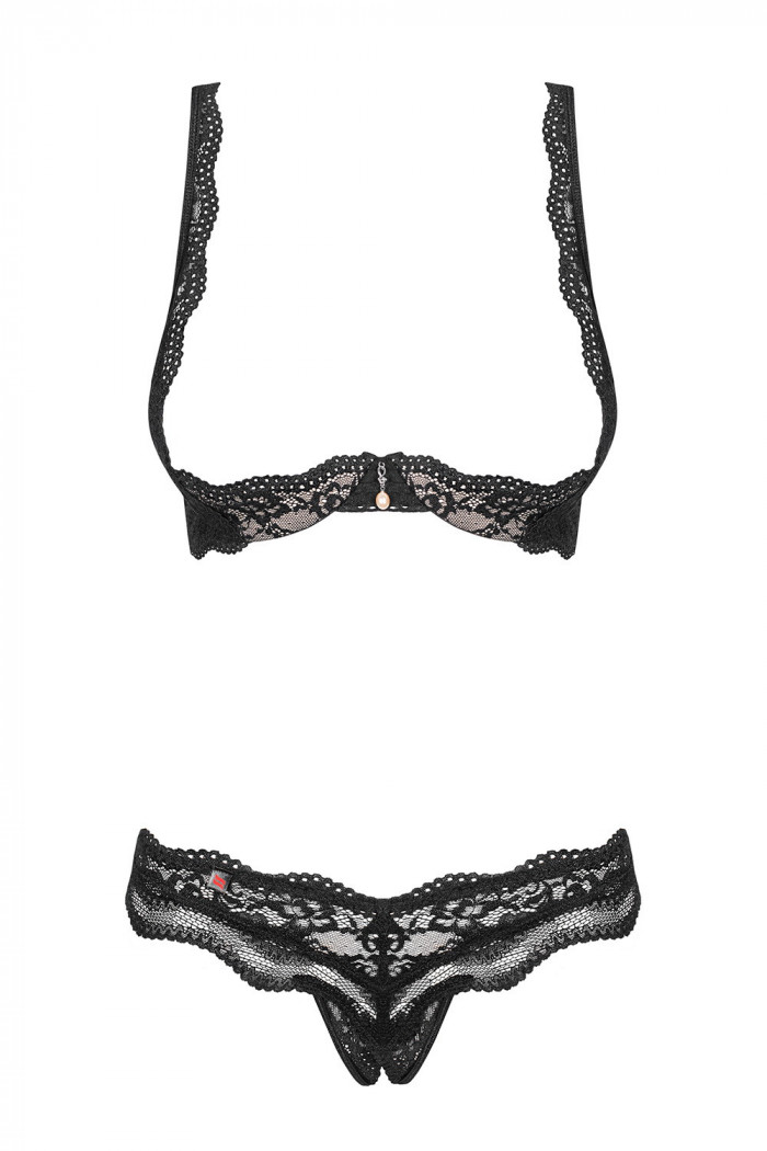 Комплект з відкритим бюстом і трусиками Obsessive Luvae set otwarty