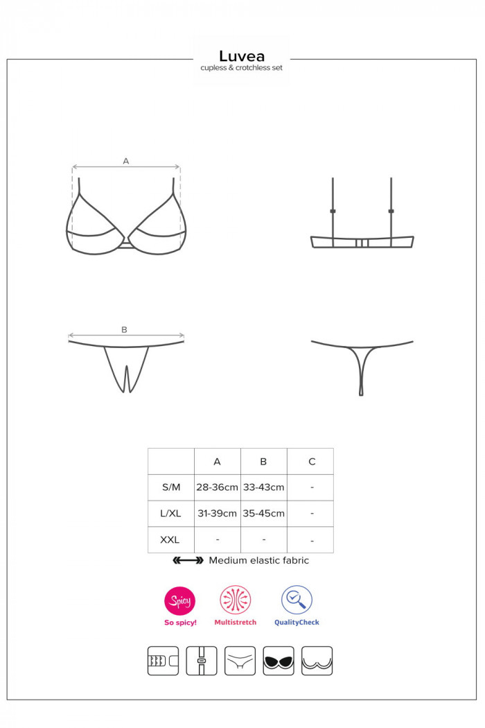 Комплект з відкритим бюстом і трусиками Obsessive Luvae set otwarty