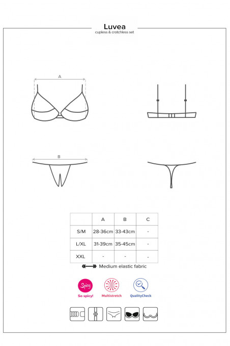Комплект с открытым бюстом и трусиками Obsessive Luvae set otwarty