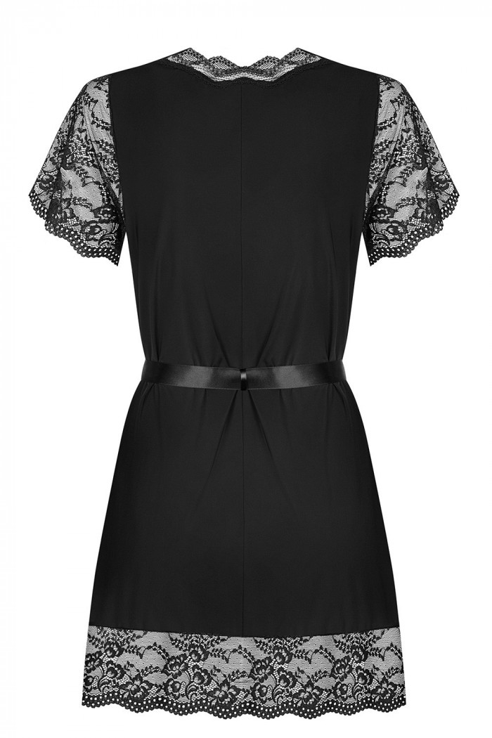 Халат сатиновий з мереживом Obsessive Luvae peignoir