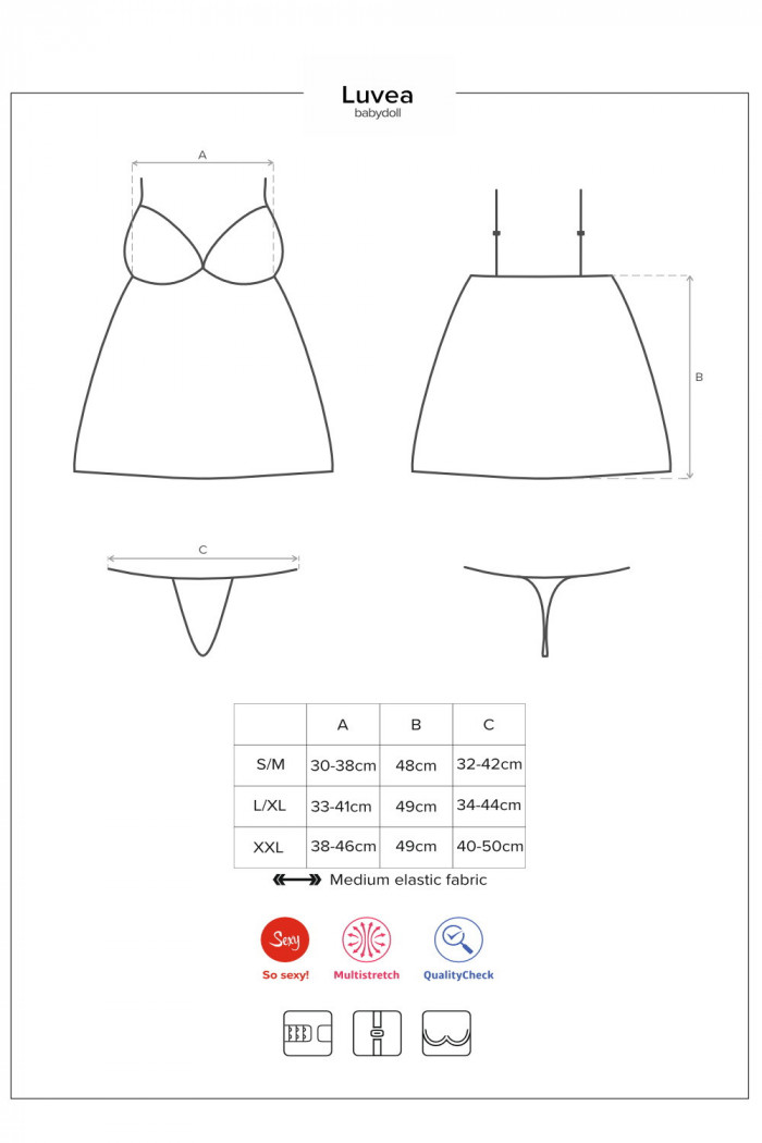 Комбинация с кружевным лифом Obsessive Luvae babydoll