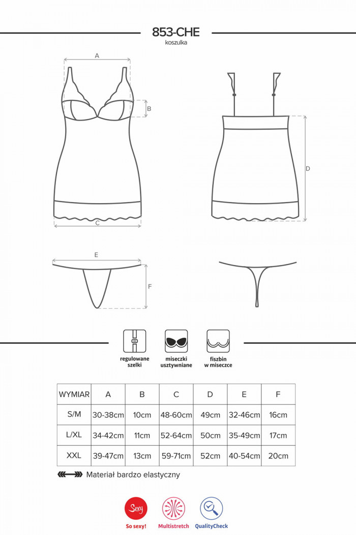 Сорочка прозрачная со стрингами Obsessive 853-CHE-2