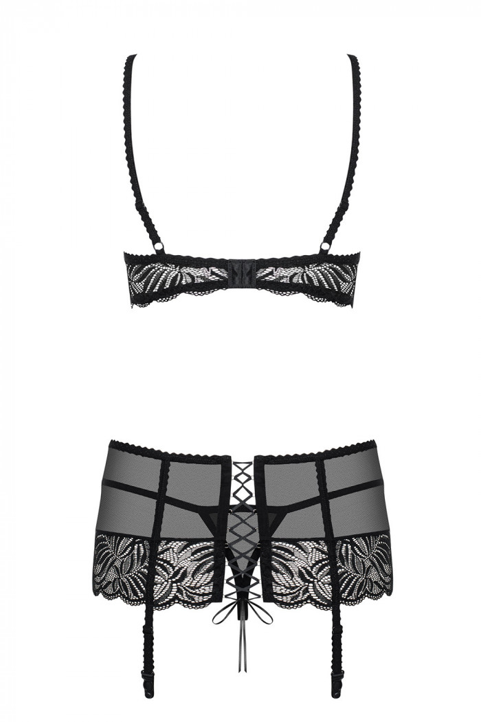 Комплект мереживною з широким поясом Obsessive Contica set