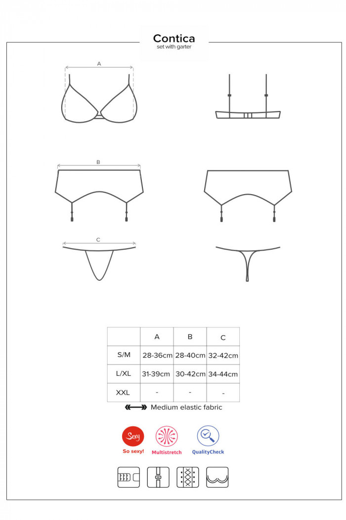 Комплект мереживною з широким поясом Obsessive Contica set