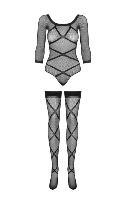 Боди сетка с чулками Obsessive G320