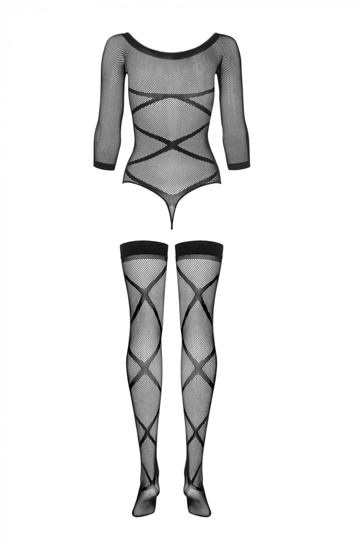 Боди сетка с чулками Obsessive G320