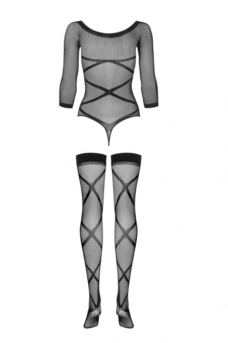 Боди сетка с чулками Obsessive G320