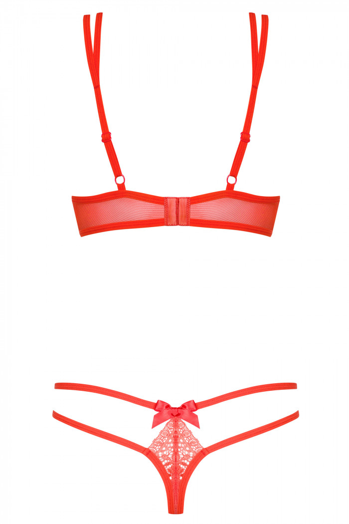 Комплект кружевной коралловый Obsessive Intensa set