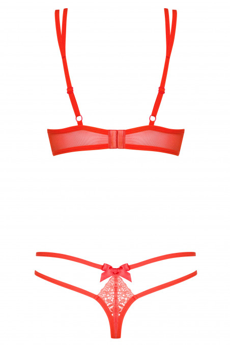 Комплект кружевной коралловый Obsessive Intensa set