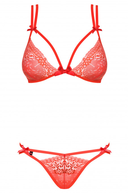 Комплект кружевной коралловый Obsessive Intensa set