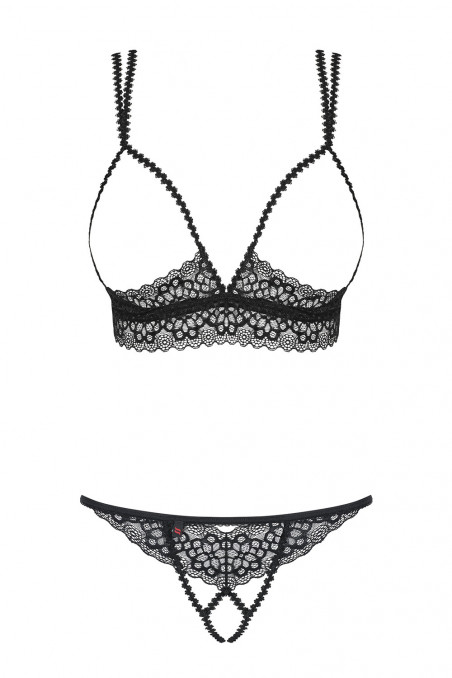 Комплект с открытым бюстом и трусиками Obsessive Liferia Set