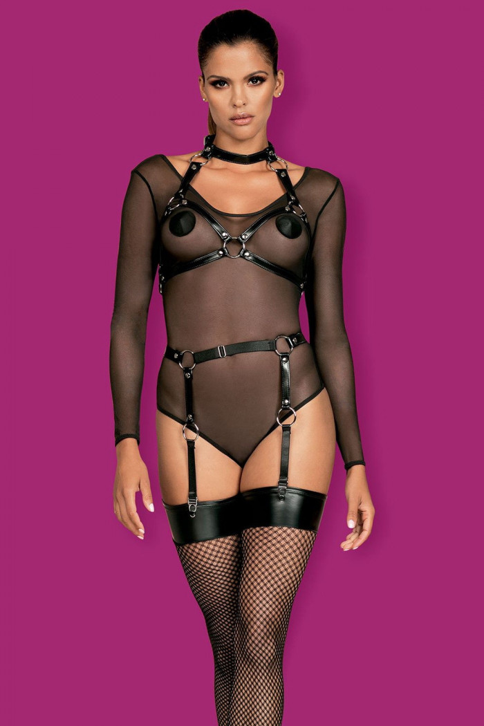 Бюстгальтер-портупея з еко-шкіри Obsessive A740