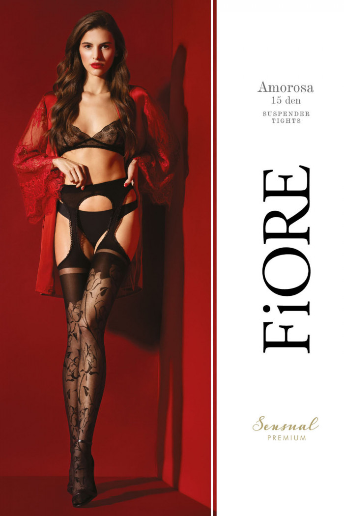 Чулки с поясом и узором Fiore AMOROSA 30 den
