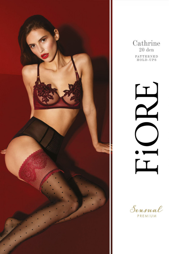 Панчохи з бордовою мереживний коронкою Fiore CATHERINE 20 den