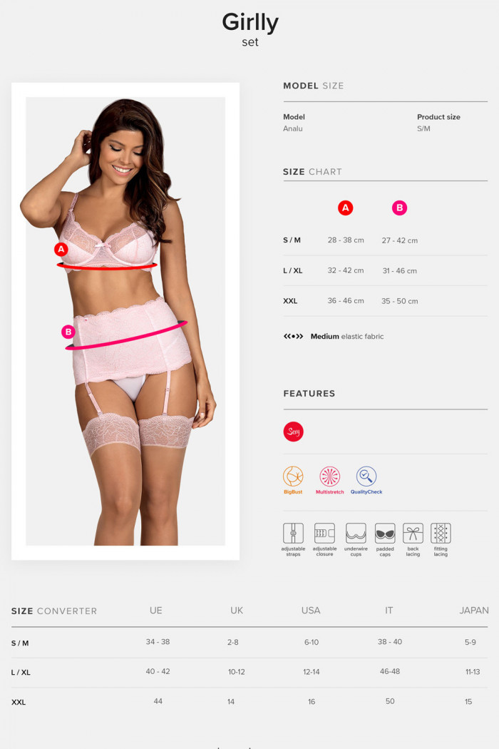 Комплект с широким поясом для чулок Obsessive Girlly Set