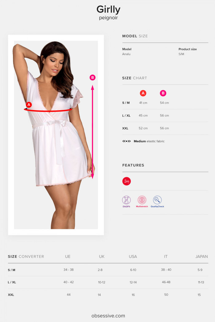 Халатик атласный короткий Obsessive Girlly