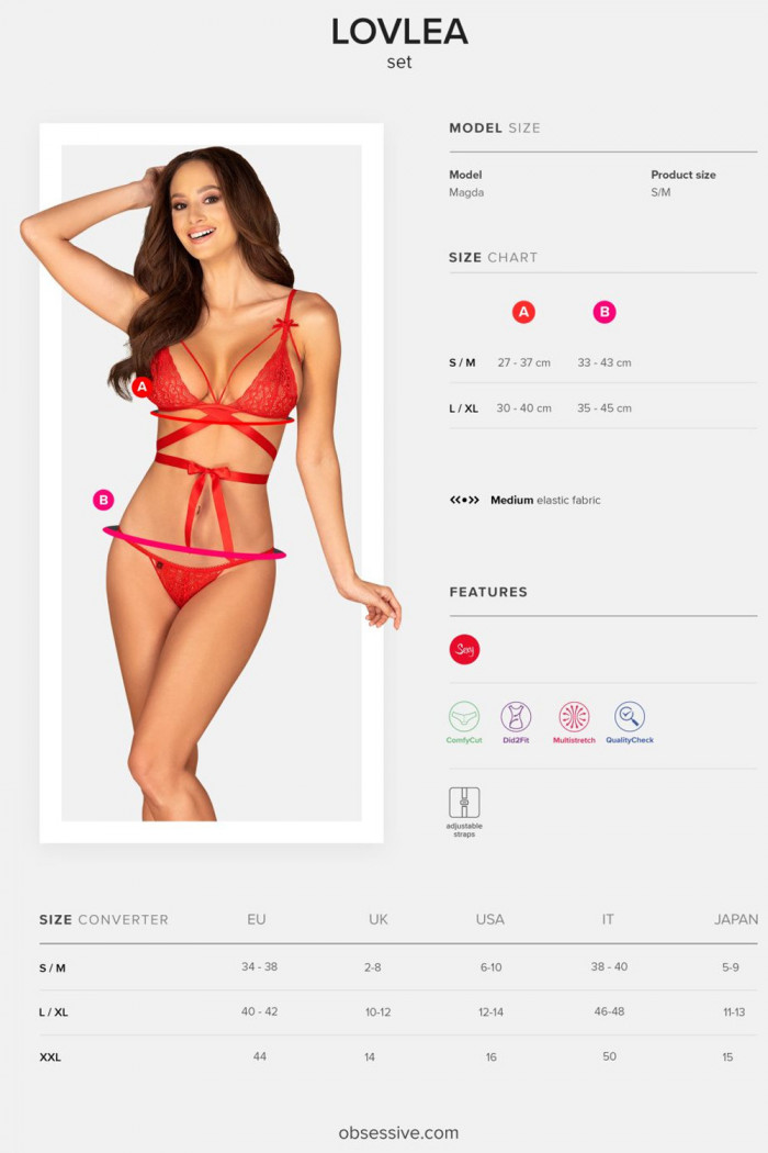 Комплект мереживний зі стрічками Obsessive Lovlea Set