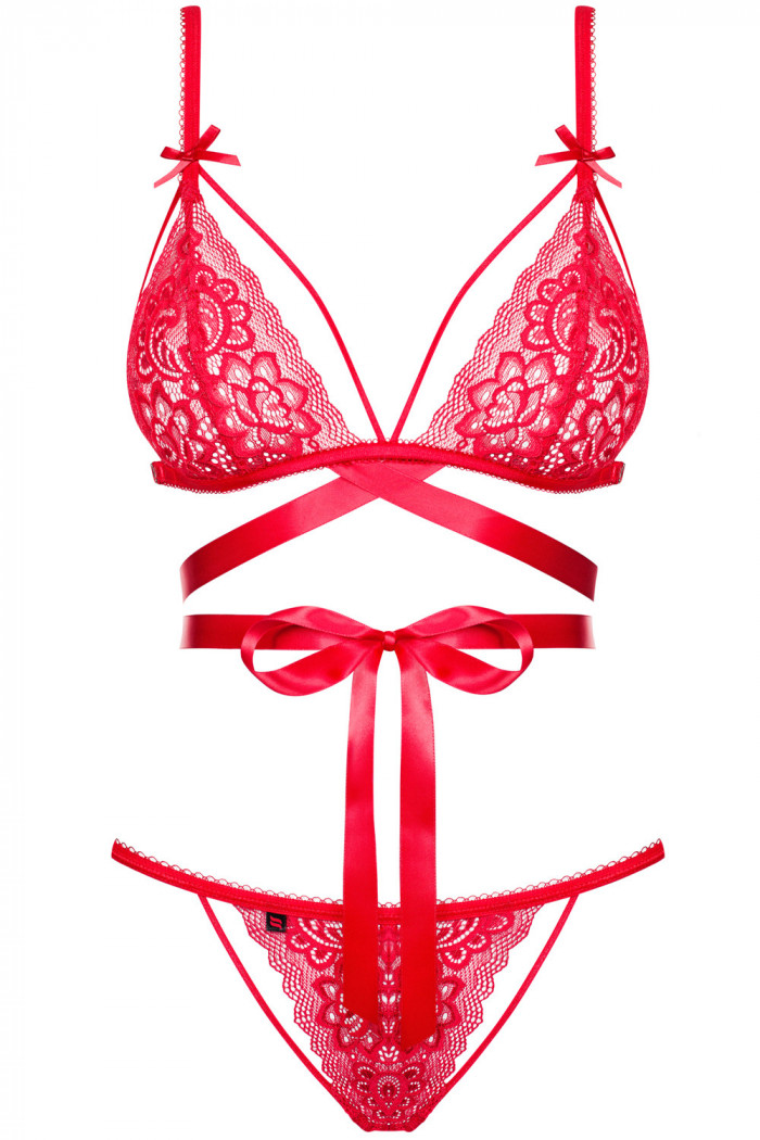 Комплект мереживний зі стрічками Obsessive Lovlea Set